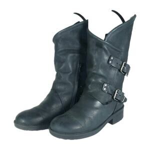 Coolway Women's Alida US8 EU39 Black Leather Buckle Biker Moto Boots